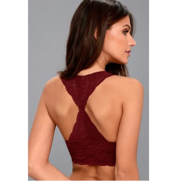 Free People Galloon Lace Back Bralette M Red - Picture 1 of 5